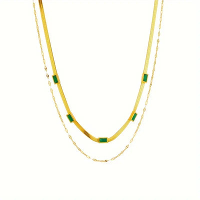 Sorella Gem Double-Layer Retro Necklace in Gold