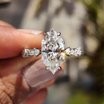 Marquise Cut Moissanite Engagement Ring