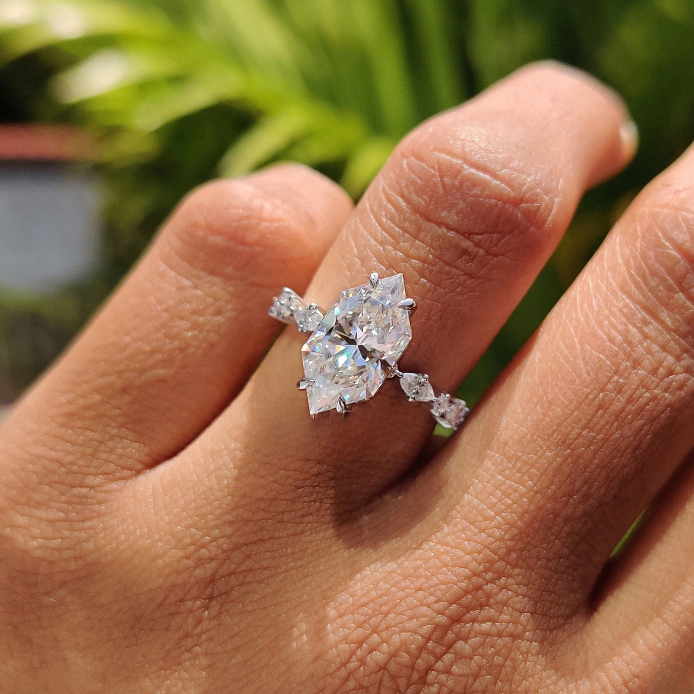 Marquise Cut Moissanite Engagement Ring