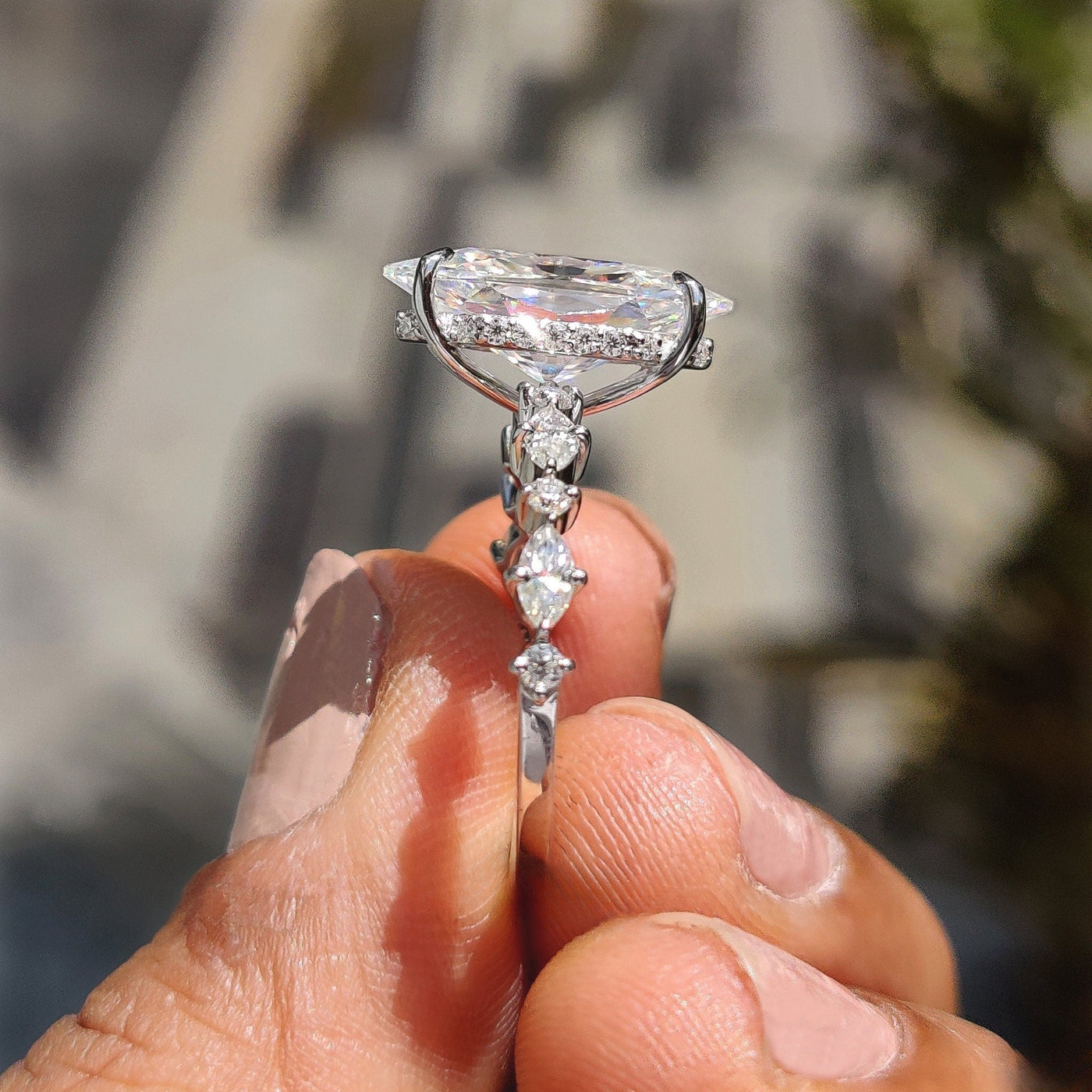 Marquise Cut Moissanite Engagement Ring