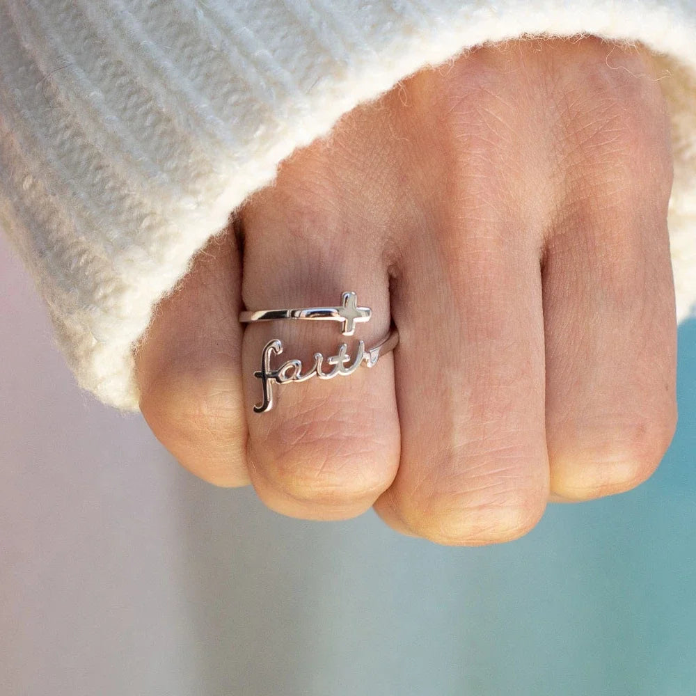 Faith Script Ring