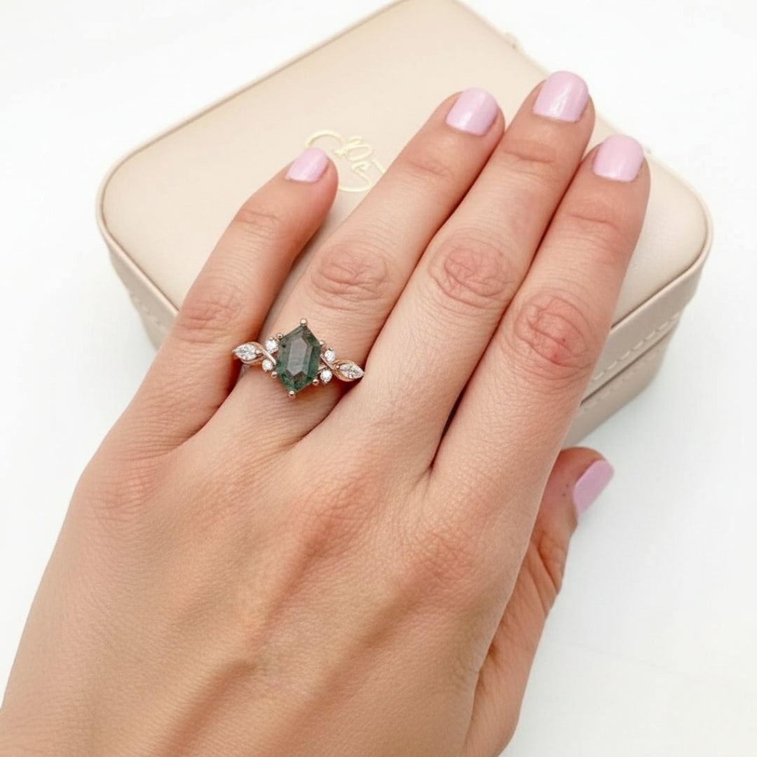 Green Crystalline Gold Ring