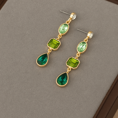Kona Pendant Earrings with Emerald Green Stones
