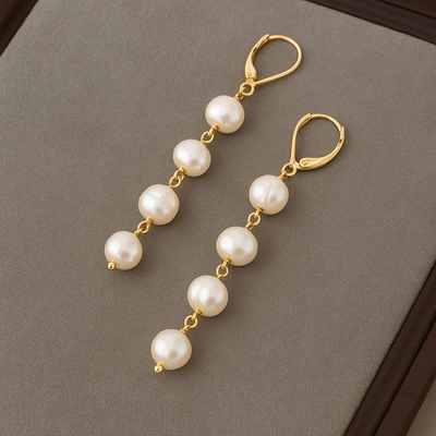 Elegant Shell Pendant Earrings with Cultured Pearl
