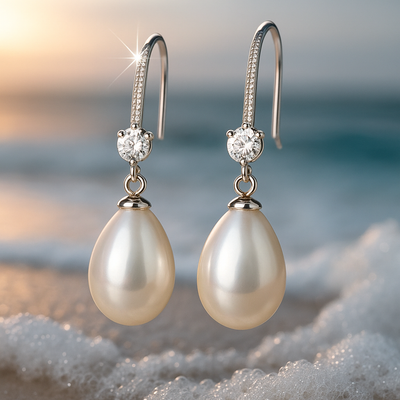 Marea Cultured Pearl Earrings in Sterling Silver