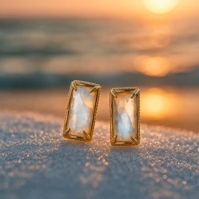 Riflessi di Luna - Elegant Golden Earrings in 925 Sterling Silver