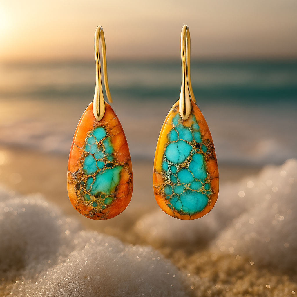Solenea Turquoise Flame Dangle Earrings