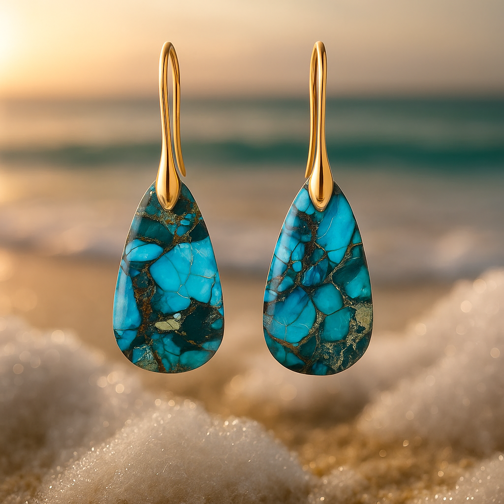 Nivea Deep Turquoise Gemstone Dangle Earrings