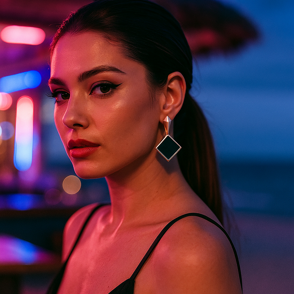 Keto Earrings with Square Black Stones