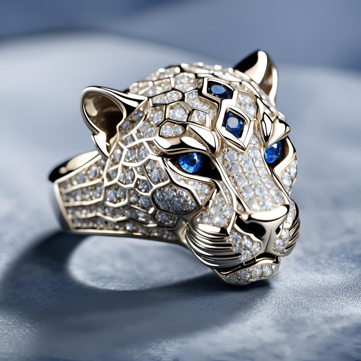 Exotic Blue Leopard Zirconia Ring