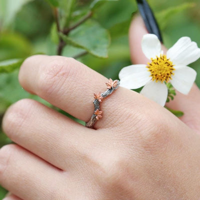 Hand-carved Maple Leaf Twig Ring