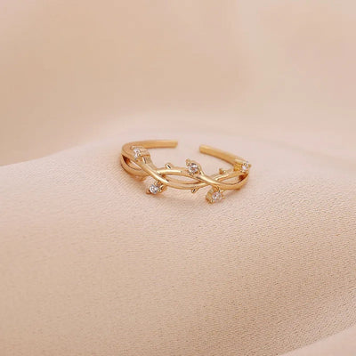 Olive Vine Leaf Stacking Ring