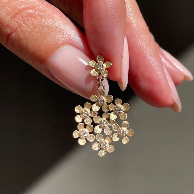 Sunflower Dangle Gold Earrings