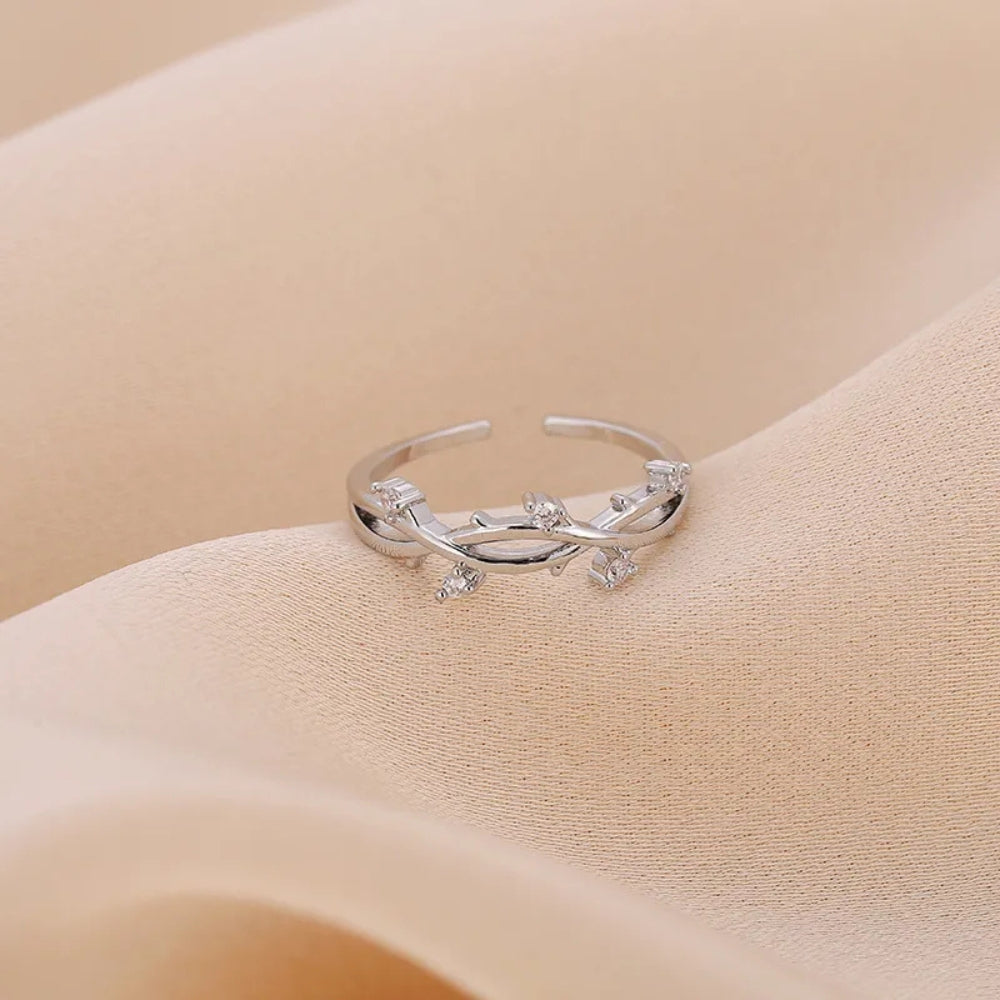 Olive Vine Leaf Stacking Ring