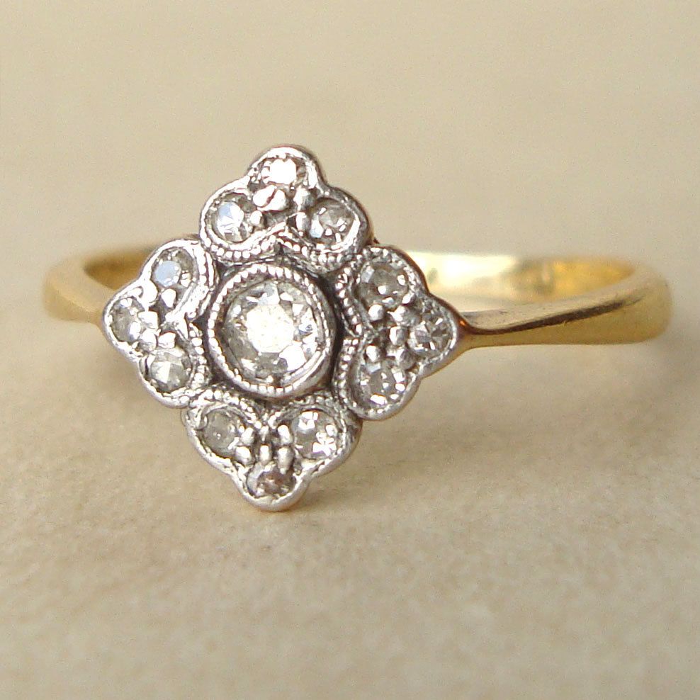 White Glass Golden Mandala Ring