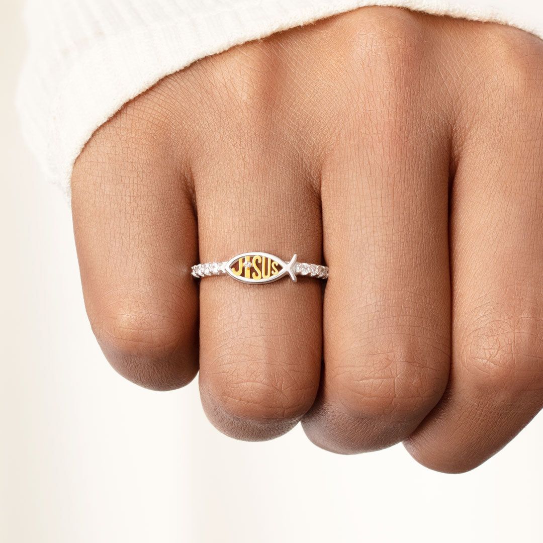 Sterling Silver Jesus Fish Ring