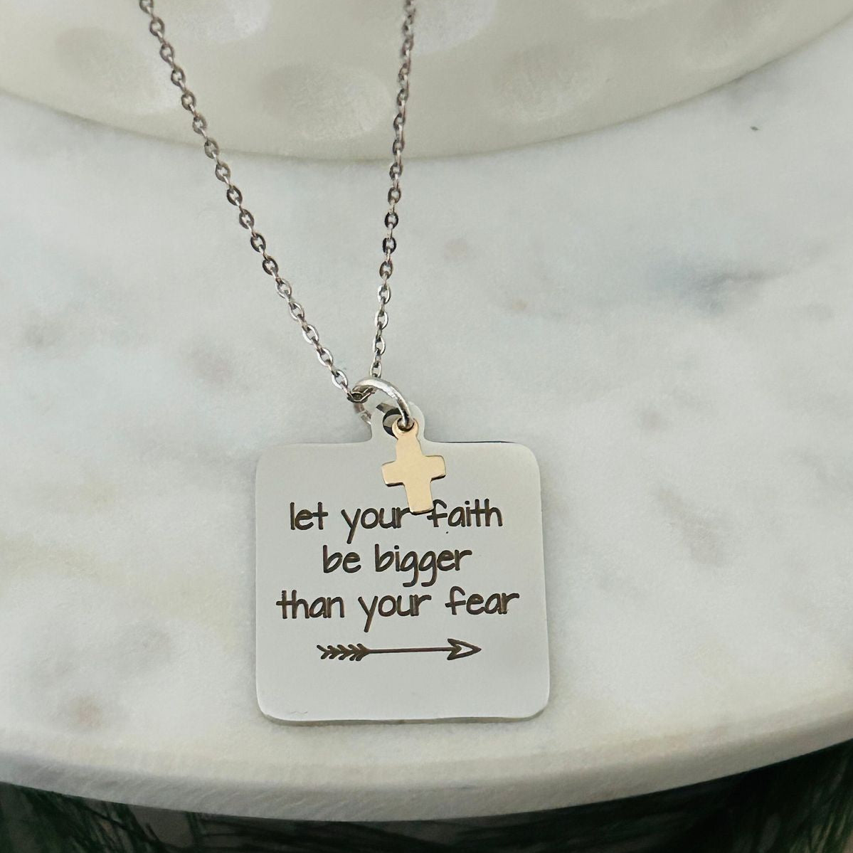 Let your Faith be Bigger than your Fear Silver Necklace