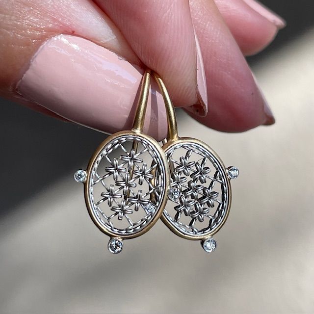 Hollow Silver & Gold Round Earrings