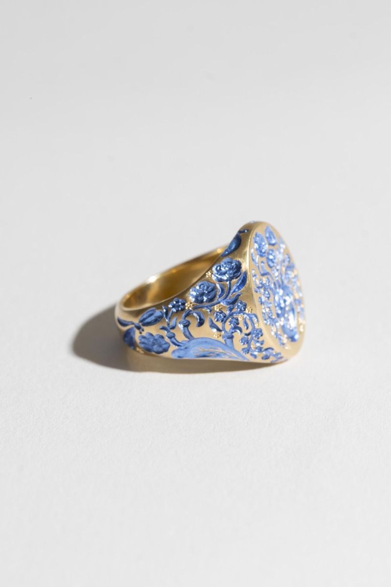 Blue Gold Stamp Ring