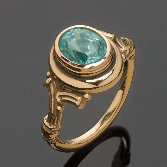 Turquoise Rounded Stone Gold Ring