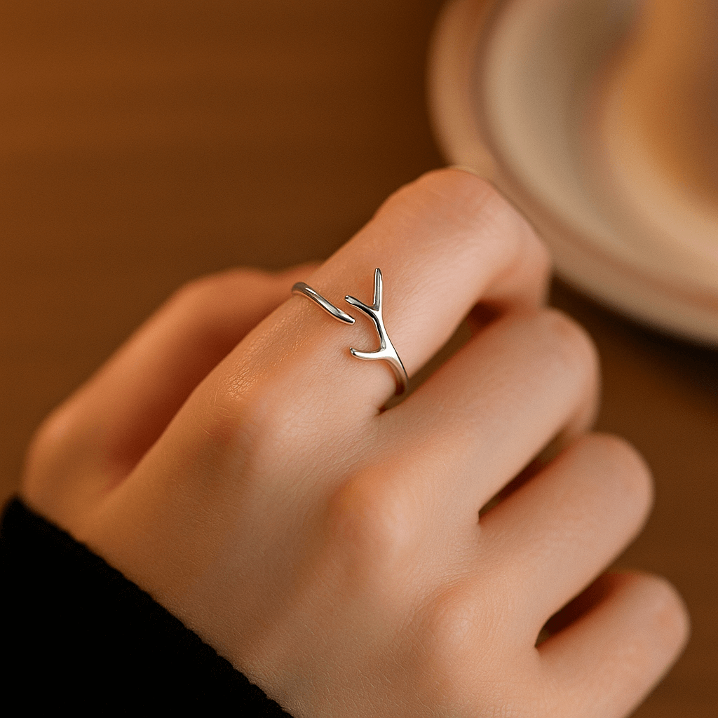 Adjustable Sterling Silver Antler Ring