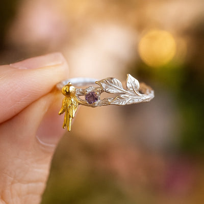 Adjustable Sterling Silver Birdie Ring for Women