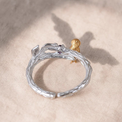 Adjustable Sterling Silver Birdie Ring for Women