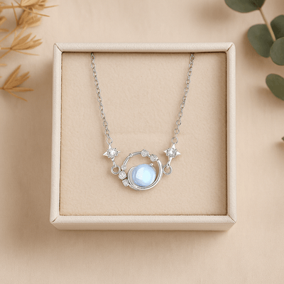 Elegant Celestial Keepsake Necklace with Star and Moon Pendant