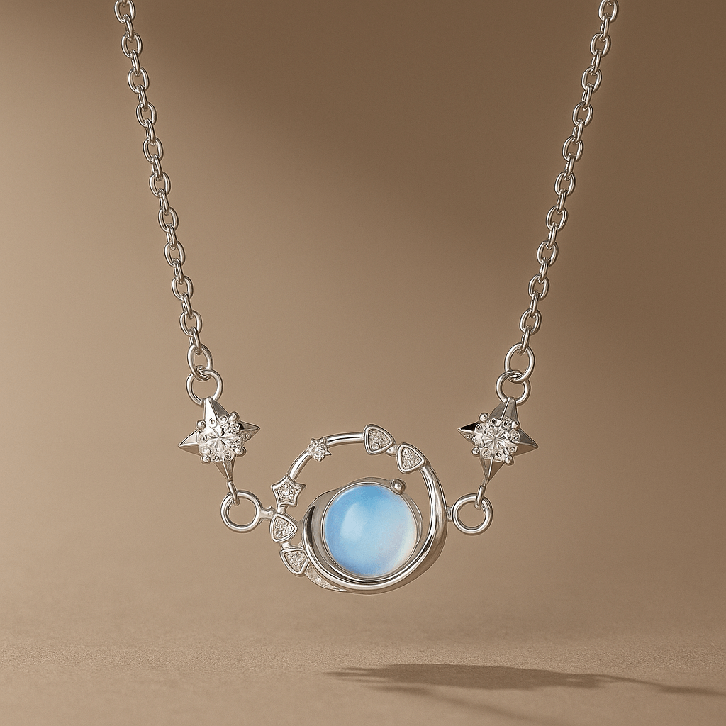 Elegant Celestial Keepsake Necklace with Star and Moon Pendant