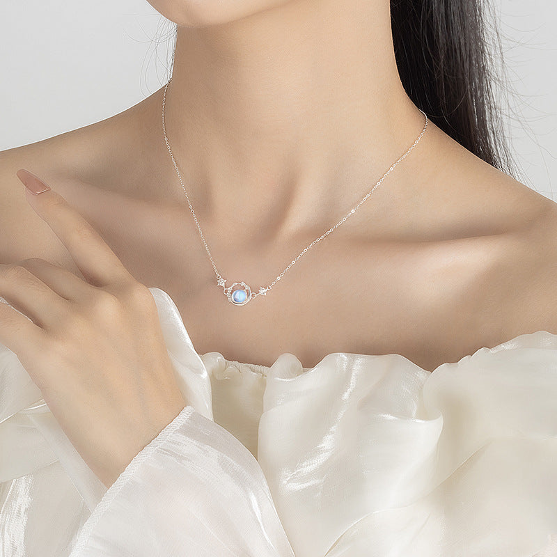 Elegant Celestial Keepsake Necklace with Star and Moon Pendant