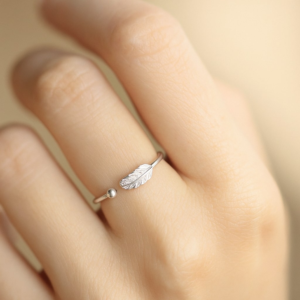 Adjustable Sterling Silver Feather of Renewal Ring