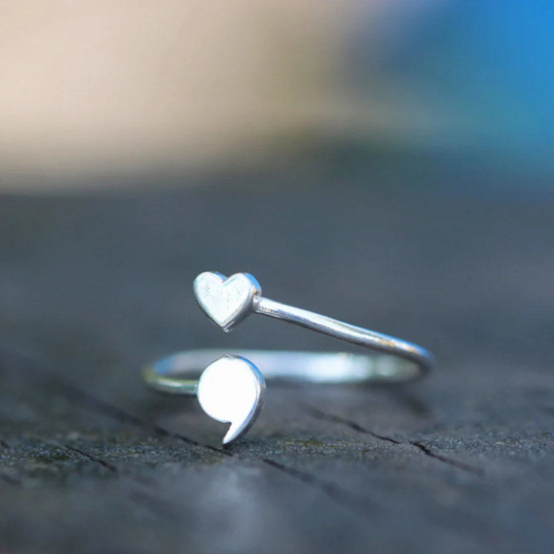Heart & Semicolon Ring – Love Continues