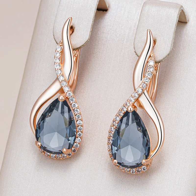 Elegant Blue Drop Bright Earrings