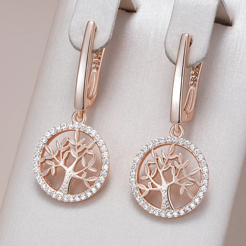 Elegant Tree of Life Zirconia Earrings