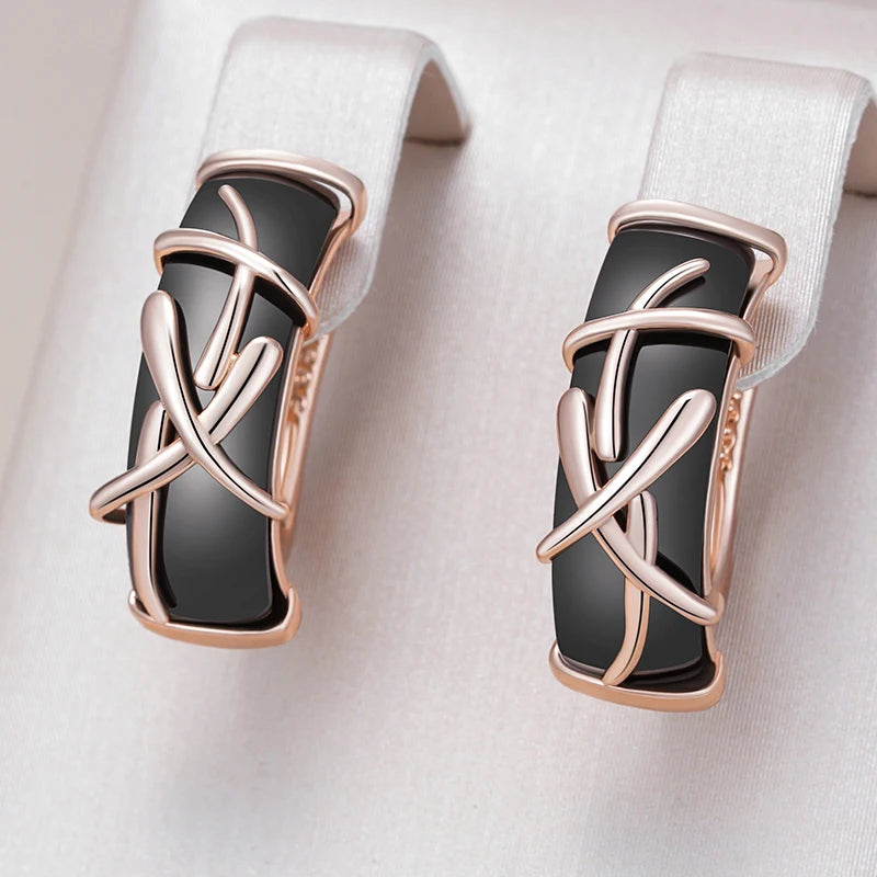 Elegant Black Rectangular Earrings