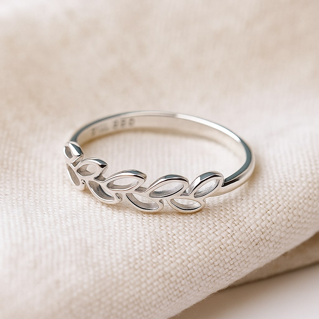 Elegant Silver Sapling Ring - Nature-Inspired Botanical Jewelry