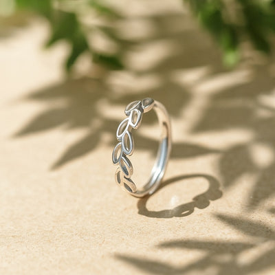 Elegant Silver Sapling Ring - Nature-Inspired Botanical Jewelry