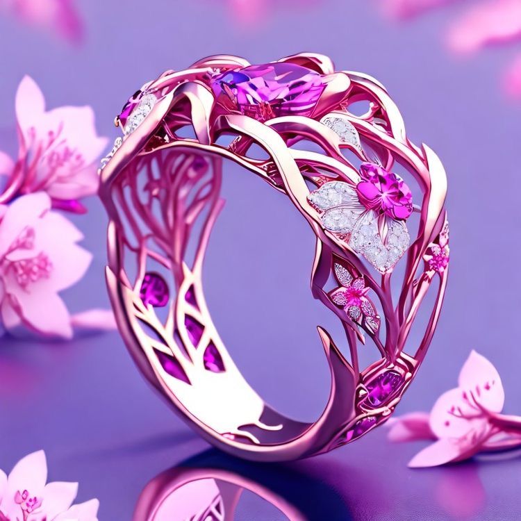 Exotic Rose Branch Ring