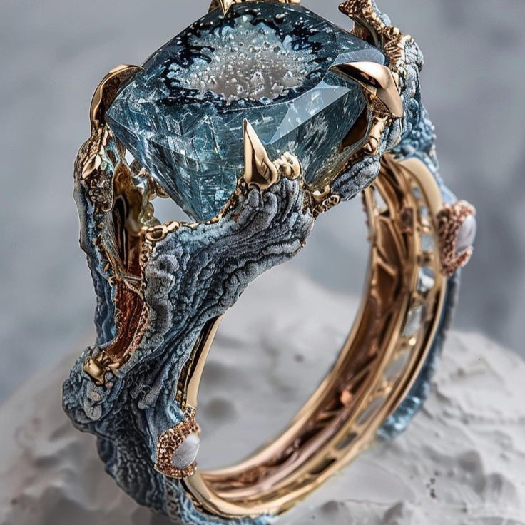 Exotic Golden Claw Stone Ring