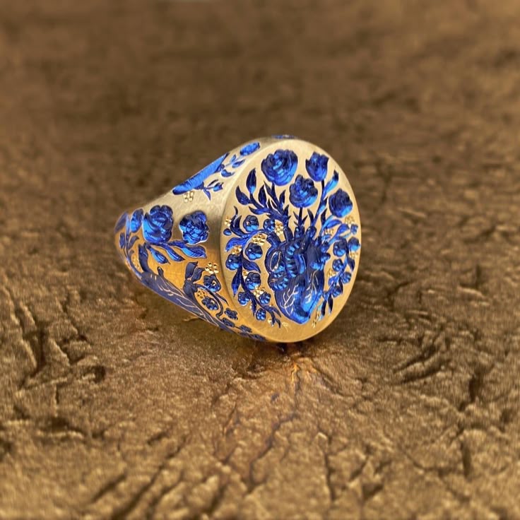 Blue Gold Stamp Ring