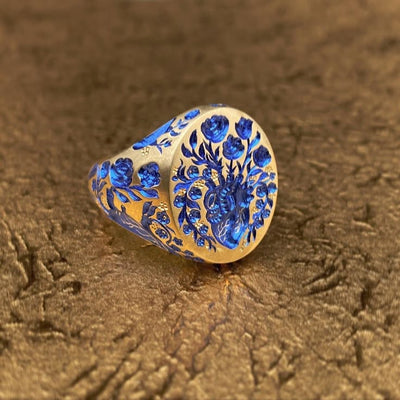 Blue Gold Stamp Ring
