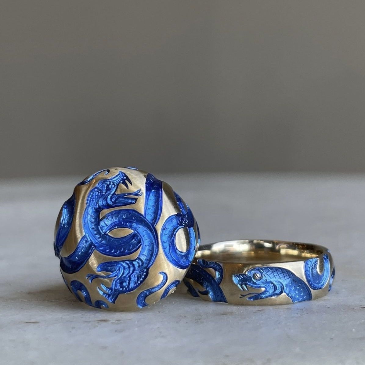 Blue Dragon Stamp Ring Set