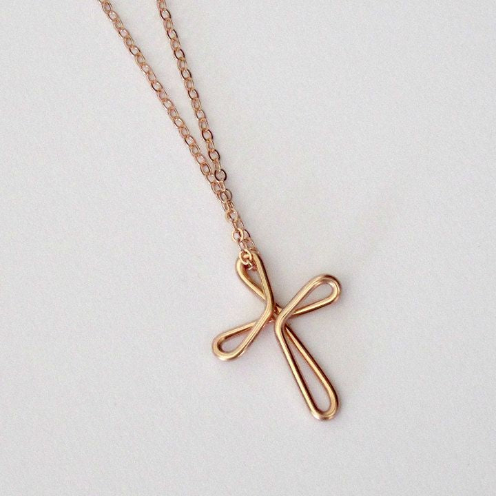 Cross Necklace Rose Gold