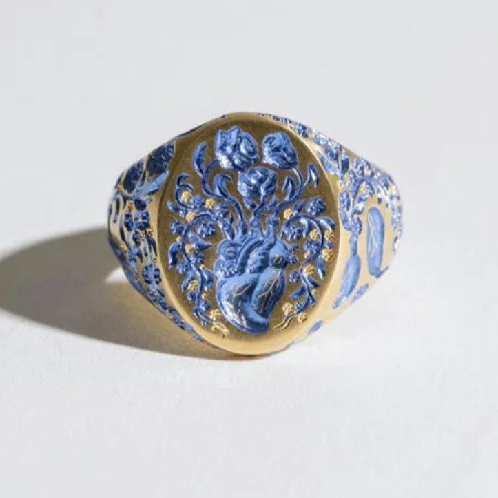 Blue Gold Stamp Ring