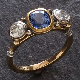 Blue Crystalline Gold Ring