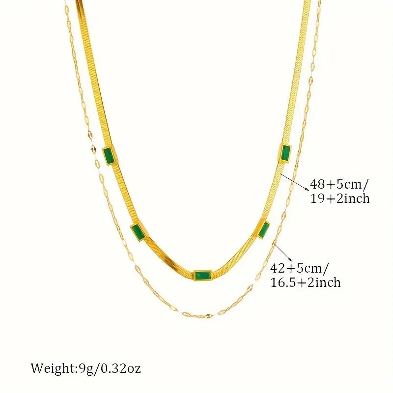 Sorella Gem Double-Layer Retro Necklace in Gold