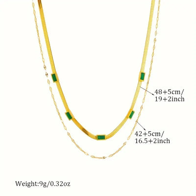 Sorella Gem Double-Layer Retro Necklace in Gold