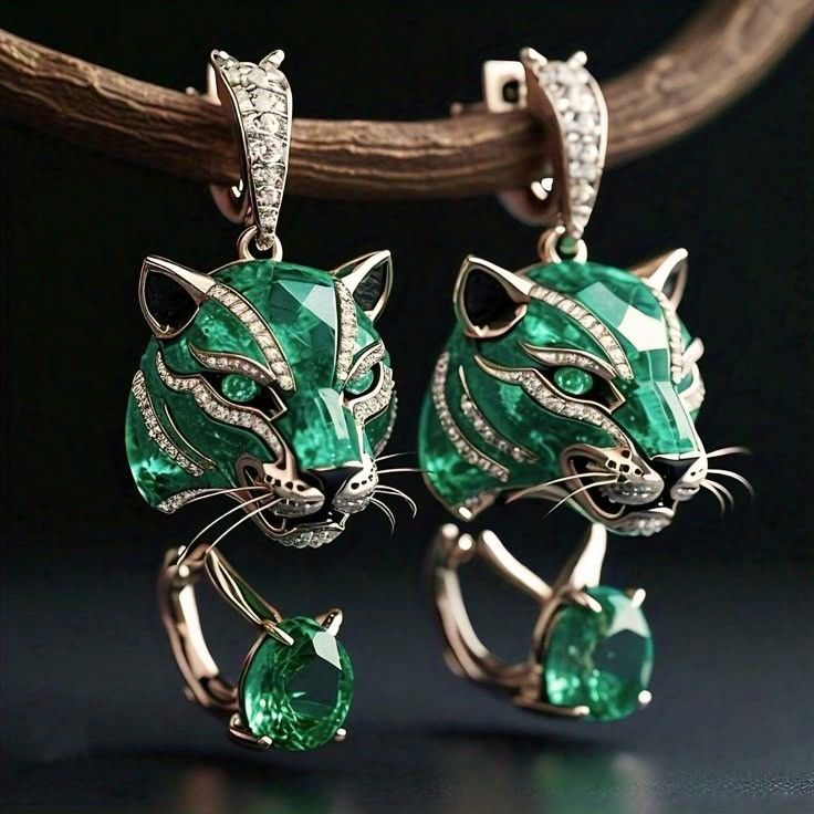 Green Tiger Bright Earrings