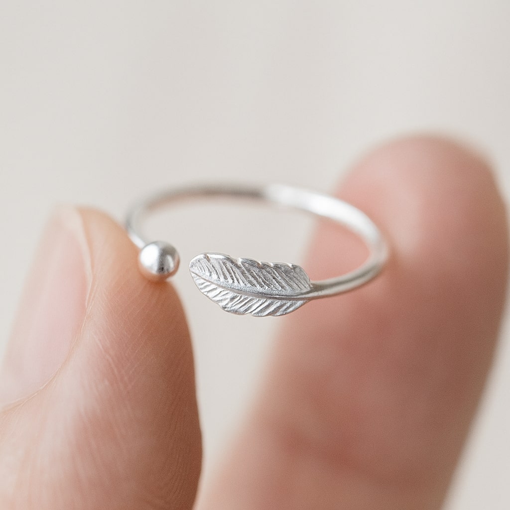 Adjustable Sterling Silver Feather of Renewal Ring