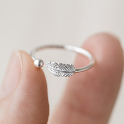 Adjustable Sterling Silver Feather of Renewal Ring